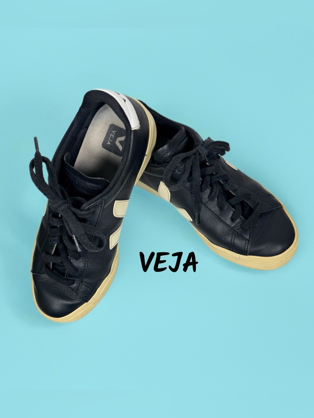 VEJA Campo Leather Sneakers Black White Women’s 8 EU 39